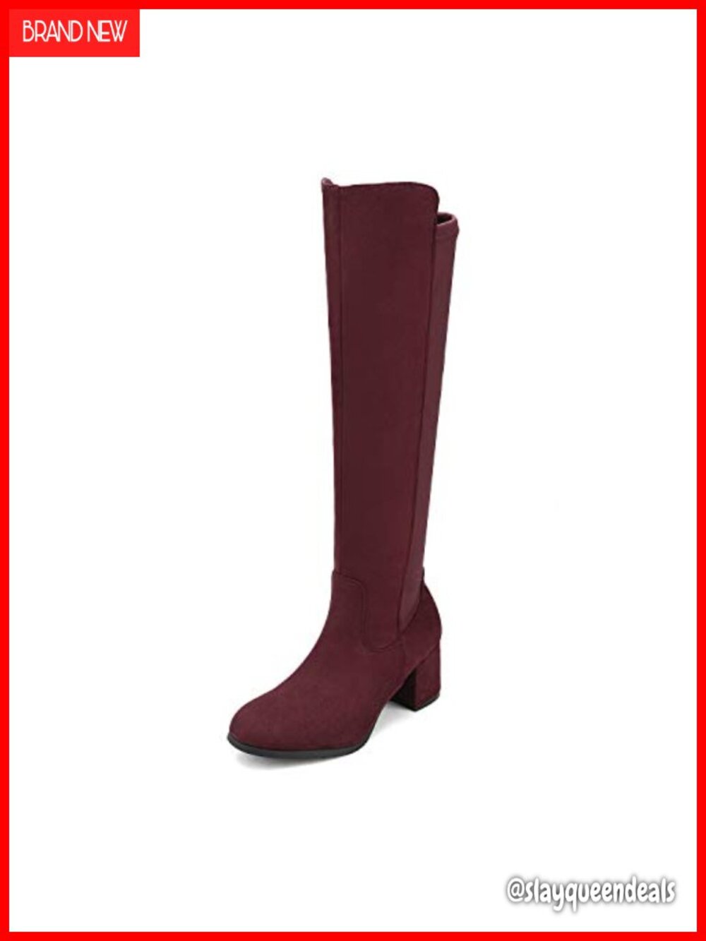 Women's Knee High Stretchy Faux Suede Block Heel Fashion Boots Zip Closure